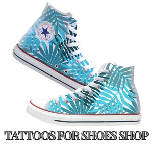 Tropical Palms Blue Custom Converse High Top Shoes