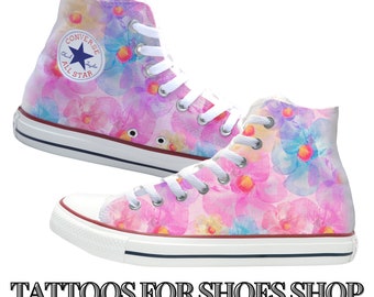 Floral Watercolor Converse High Top Shoes