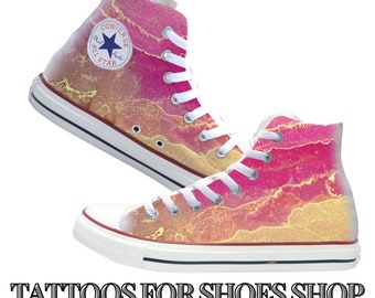 Marble Pink and Gold Converse High Top Shoes