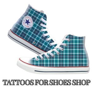 Emerald Plaid Custom Converse High Top Shoes