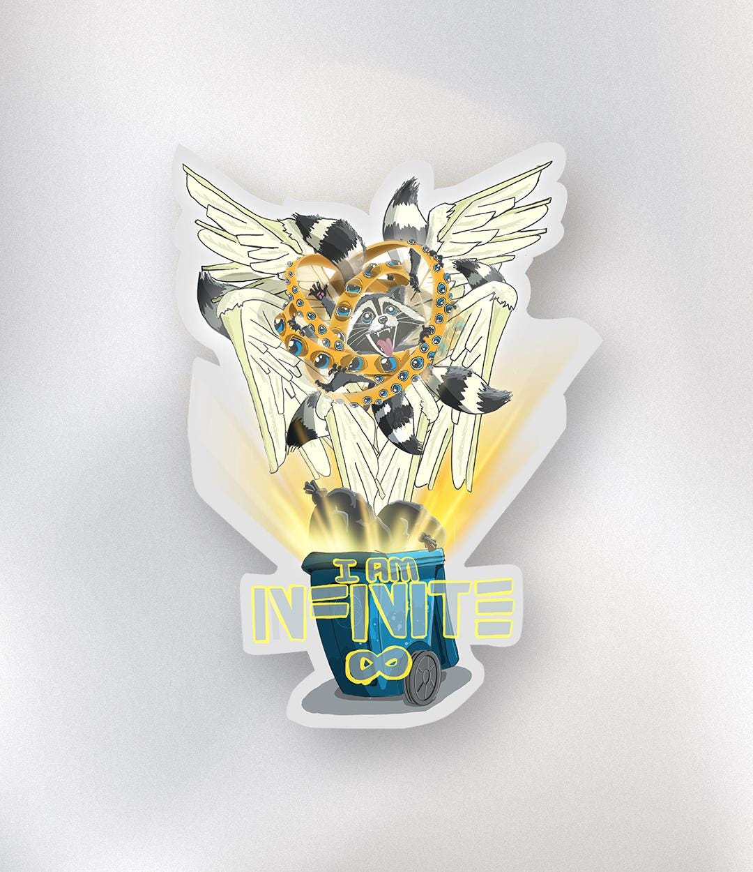 Infinite Panda | Funny Angelic Raccoon Vinyl Sticker - Etsy