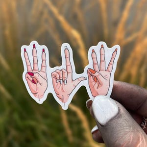 WLW ASL Vinyl Sticker | Women Loving Women | Queer Coded Lesbian Hand Sign Decal
