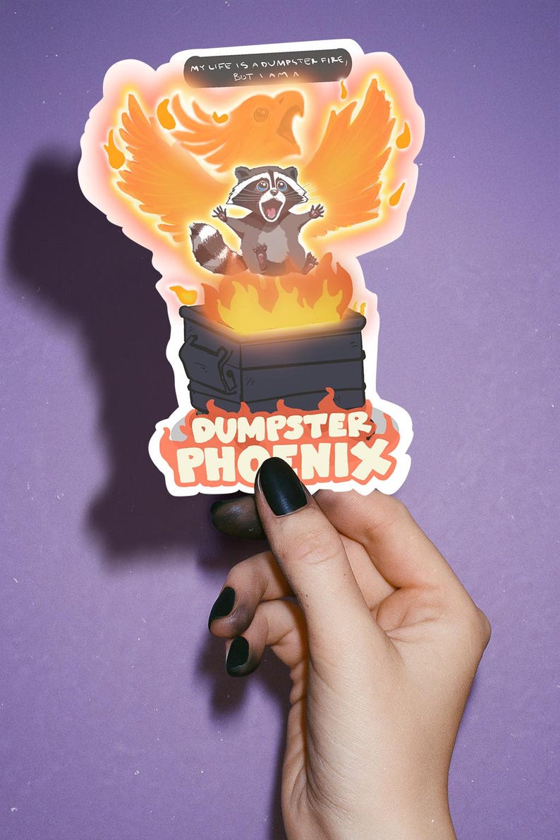 Phoenix R For Racoon Funny Raccoon Sticker: Dumpster Phoenix Vinyl Decal - Etsy