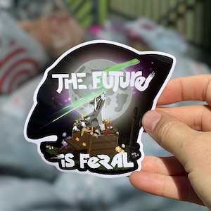 Feral Raccoon Vinyl Sticker: Trash Panda UFO Decal