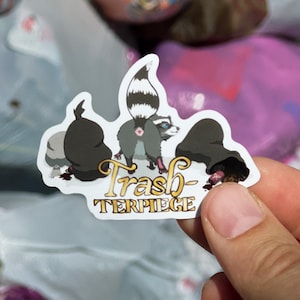Trash-terpiece Vinyl Raccoon Sticker | Sassy Trash Panda | Funny Decal for Laptop, Water Bottle, Notebook