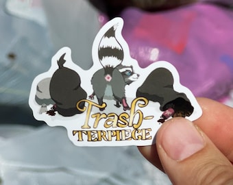 Trash-terpiece Vinyl Raccoon Sticker | Sassy Trash Panda | Funny Decal for Laptop, Water Bottle, Notebook