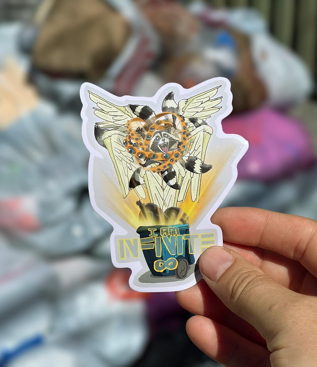 Biblically Accurate Raccoon Decal | Funny Angelic Raccoon Vinyl Sticker ...