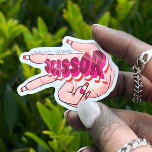 Scissor Lesbian Vinyl Sticker | Rock Paper Scissors WLW Edition | Funny Queer Hand Gesture Decal