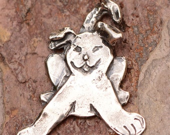Silly Dog Pendant, Sterling Silver Puppy