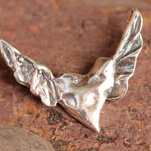 Sterling Silver Heart with Wings Pendant, Flying Heart