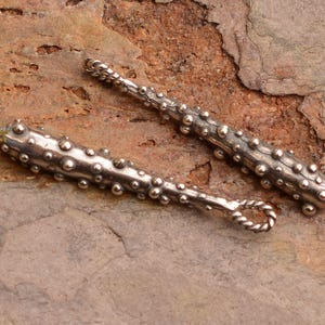 Artisan Dotted Long Teardrops in Sterling Silver, SS-595, (TWO)