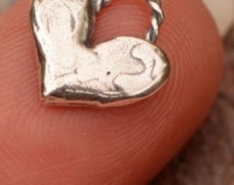 Small Heart Charm with Twist Loop, Sterling Silver,  SS-554