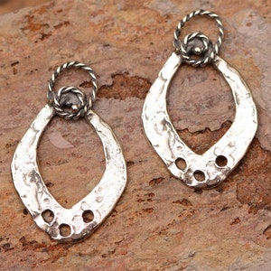 Artisan Sterling Silver Earring Hoops with 3 Holes // Bohemian Hoops // CatD-741 (PAIR)