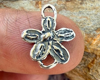 Artisan Flower Link in Sterling Silver, SS-444, (ONE)