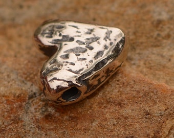 Heart Shaped Bead in Sterling Silver, H-814 (ONE)