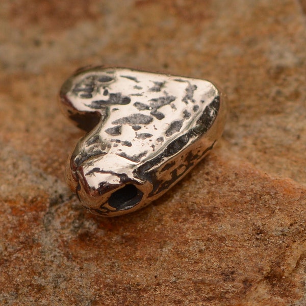 Heart Shaped Bead in Sterling Silver, H-814 (ONE)