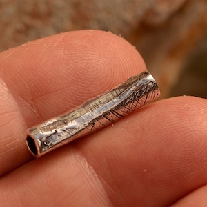Silver Long Tube Bead Fits 2-3mm Leather, CatD-948 (ONE)