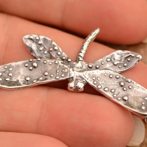 Sterling Silver Dragonfly Pendant, Artisan Embellished Dragonfly, SS-1003