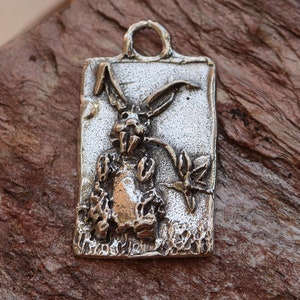 Bunny with Flower Charm in Sterling Silver, CatD-864