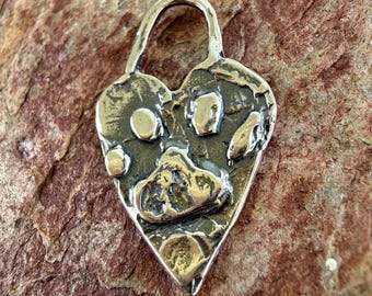 Paw Print Heart Charm in Sterling Silver, SS-152 (ONE)