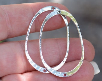Handmade Egg Shaped Earring Component in Sterling Silver, CatD-62 (PAIR)
