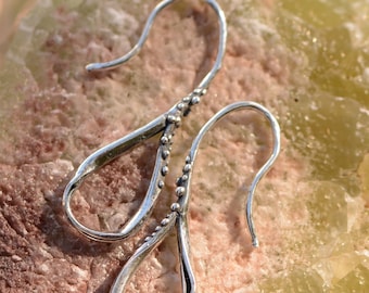 Earring Hooks with Hoop, Sterling Silver Artisan Earrings, SS-908 (PAIR)