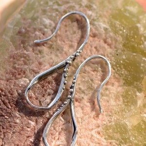 Earring Hooks with Hoop, Sterling Silver Artisan Earrings, CatD-908 (PAIR)