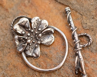 Artisan Blumen Toggle mit Blatt Stab in Sterling Silber, CatD-1004-1005