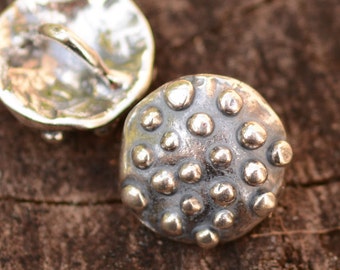 Button Clasp for Wrap Bracelets in Sterling Silver adorned with Dots, (One)