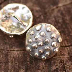 Button Clasp for Wrap Bracelets in Sterling Silver adorned with Dots, (One)