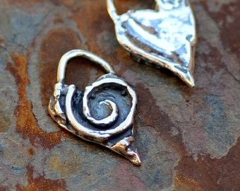 Heart Charm in Sterling Silver, Spiral on Heart, Giving Heart, PX-272 (ONE)