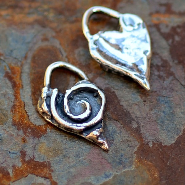 Heart Charm in Sterling Silver, Spiral on Heart, Giving Heart, PX-272 (ONE)