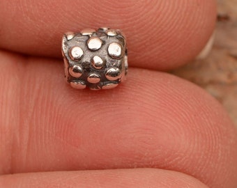 Dotted Tube Bead in Sterling Silver (ONE)