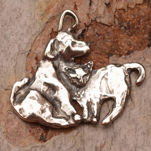 Sterling Silber Katze und Hund Charme