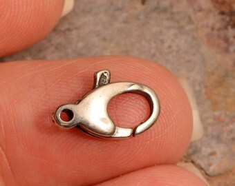 Oxidized Sterling Silver Oval Lobster Clasp 7x15mm, FN-120
