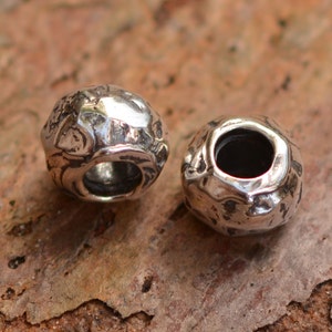 Artisan Rolo Bead, Sterling Silver Chunky Donut Bead, BE-474 (ONE)