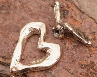 Artisan Heart with Wings Toggle in Sterling Silver, Heart Clasp