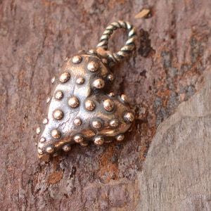 Small Artisan Prickly Heart Charm in Sterling Silver CatD-690 (ONE)