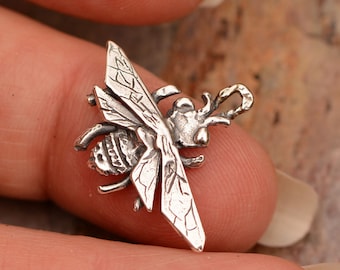 Rustic Bee Charm in Sterling Silver // CatD-722