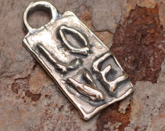 Love on a Rectangle Charm in Sterling Silver, SS-11 (ONE)