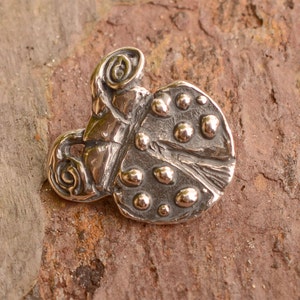 May include: A silver charm in the shape of a ladybug with a detailed, textured design. The ladybug has a rounded body with raised spots and intricate wing details.