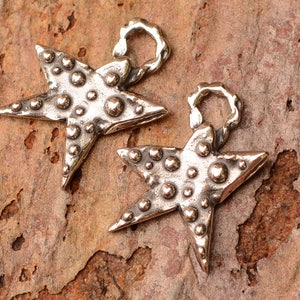 Small Dotted Star Charms in Sterling Silver, CatD-678 (TWO)