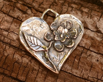 Artisan Flower Heart in Sterling Silver,  SS-471