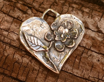 Artisan Flower Heart in Sterling Silver,  CatD-471