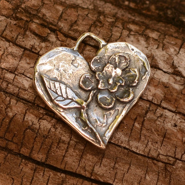 Artisan Flower Heart in Sterling Silver,  CatD-471