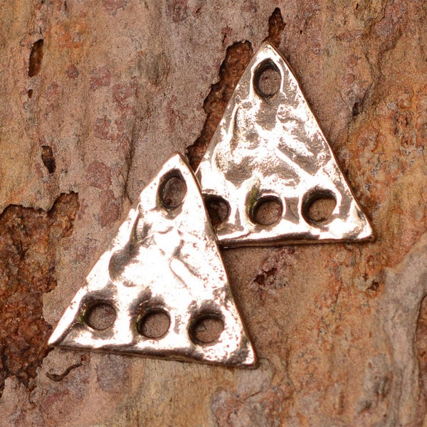 Artisan Triangle Connecting Links with Holes in Sterling Silver, CH-680 (Set of 2)