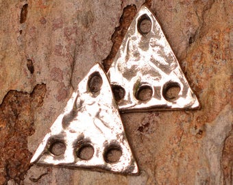 Artisan Triangle Connecting Links with Holes in Sterling Silver, CH-680 (Set of 2)