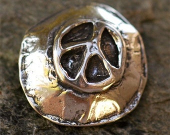 Peace Button Clasp in Sterling Silver