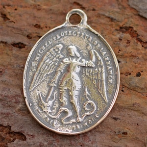 Saint Michael the Archangel Vintage Reproduction in Sterling Silver, CatD-465