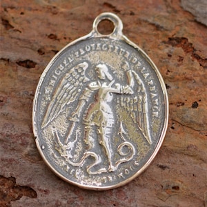 Saint Michael the Archangel Vintage Reproduction in Sterling Silver, SS-465